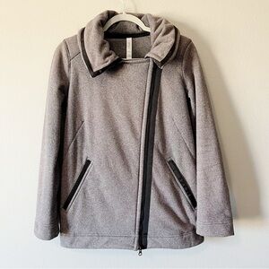 Lululemon Fleece Moto Jacket Black/Ambient Grey/Black Size 4 Full Zip